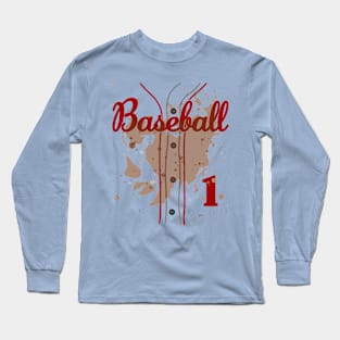 Baseball Jersey Number 1 Baseball Uniform Dirty Funny Long Sleeve T-Shirt